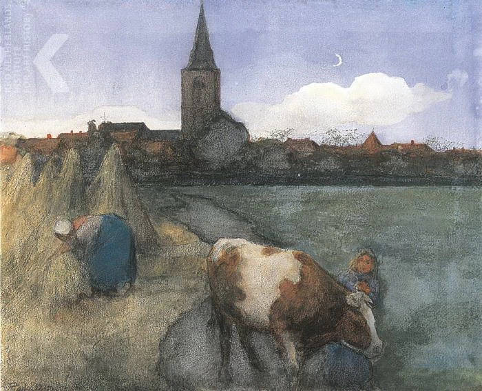 Scena della fattoria con la chiesa di San Giacomo c. 1899